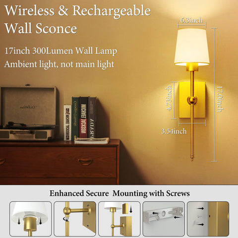 iThird gold touch-control wall sconce showing adjustable color temperature