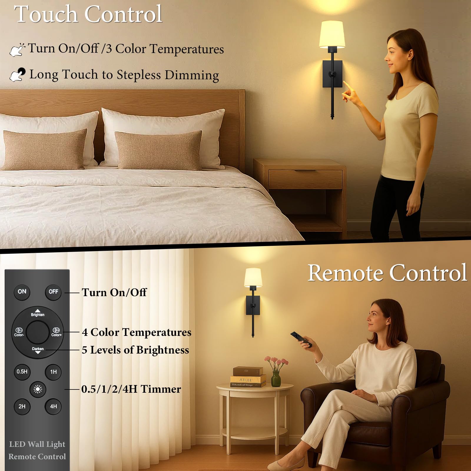 iThird black bedroom wall sconce showcases soft white glow for relaxing spaces