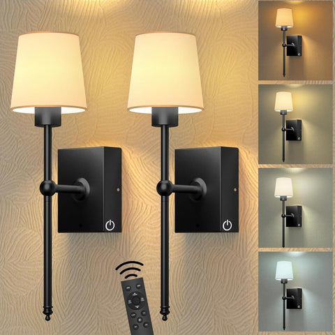 iThird rechargeable wall sconce in black illuminates the living room with cordless convenience