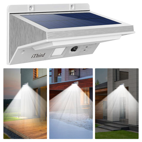 iThird solar lights outdoor motion sensor front view for secure perimeter lighting