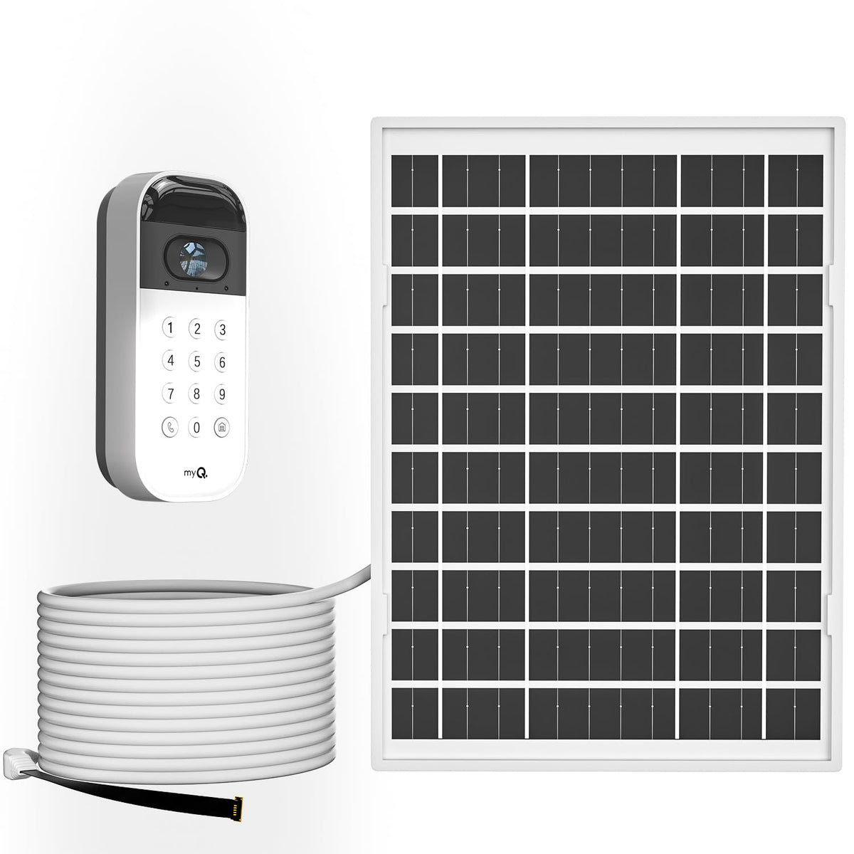 itodos 6W solar panel installed beside the myQ keypad for continuous outdoor power