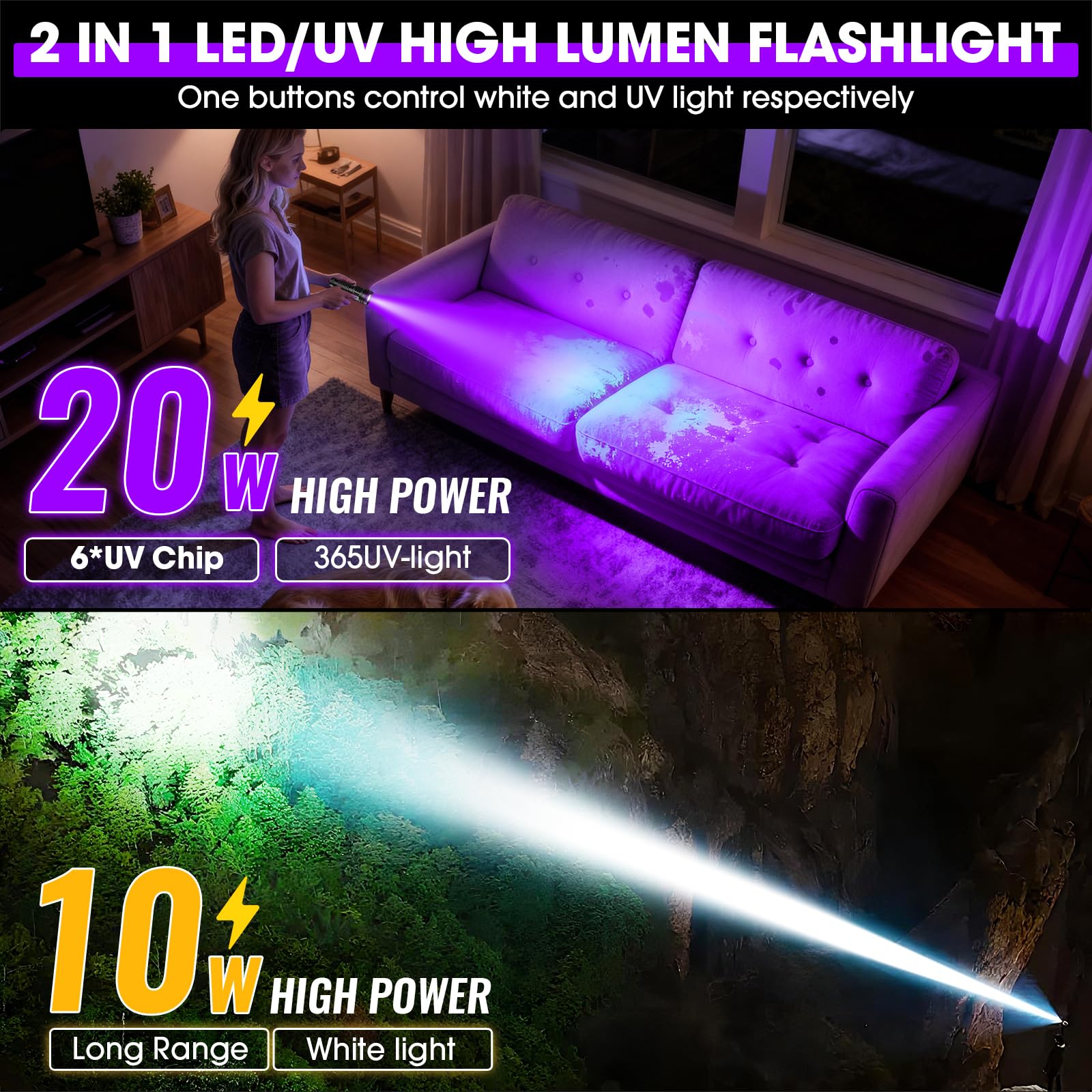 iToncs white-light beam provides bright visibility for night inspections.