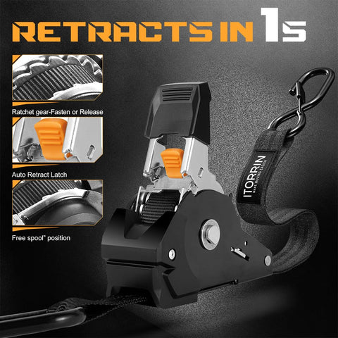 ITORRIN steel core S-hook with safety clip prevents unhooking during transit.