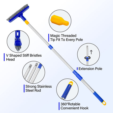 Three-section stainless steel poles adjust from 33 to 55 inches