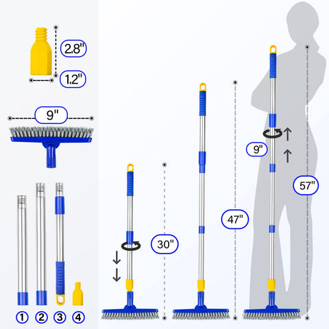 ITTAR grout brush swivel head cleans tight corners at 180 degrees