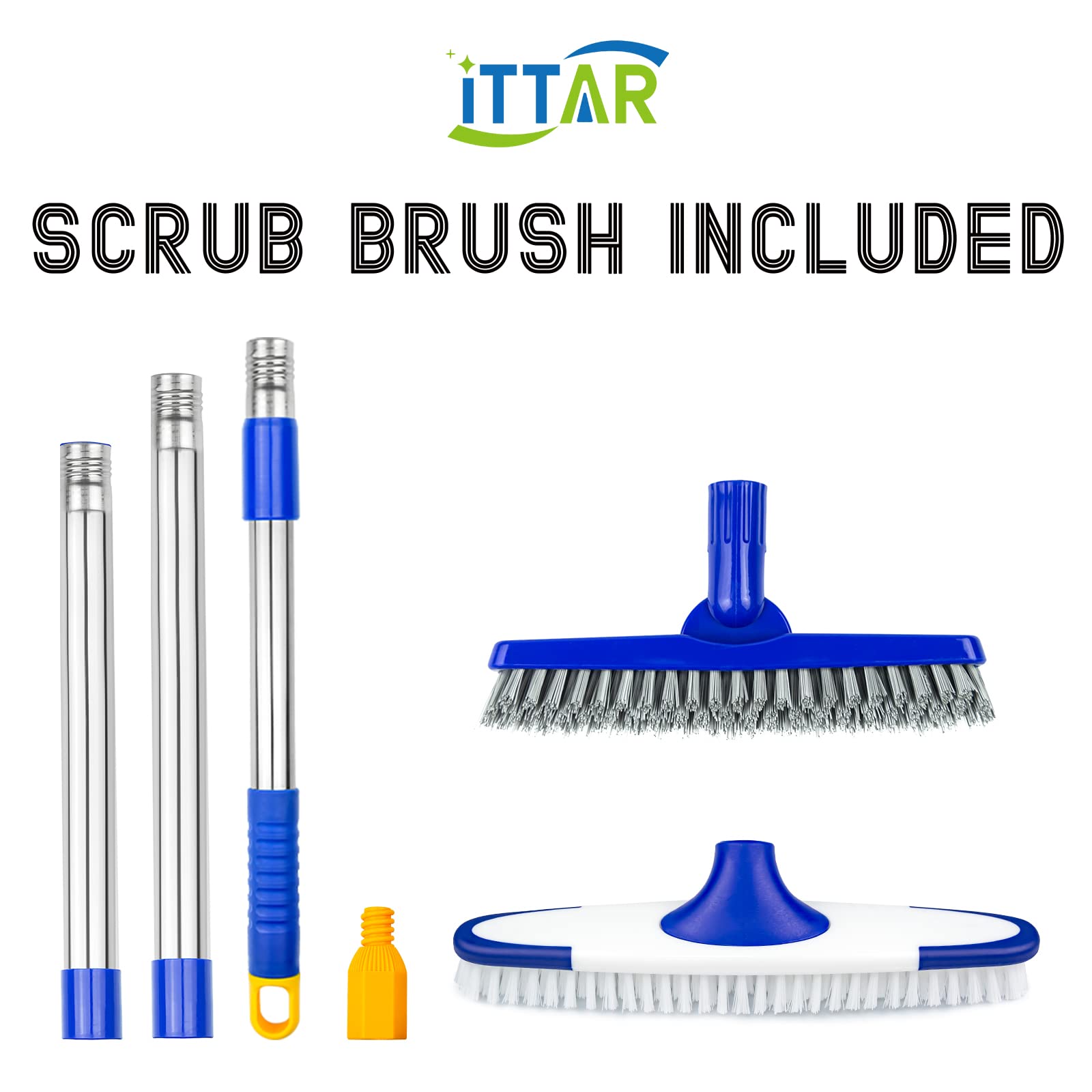 ITTAR stainless steel long handle reduces bending and back strain during scrubbing.