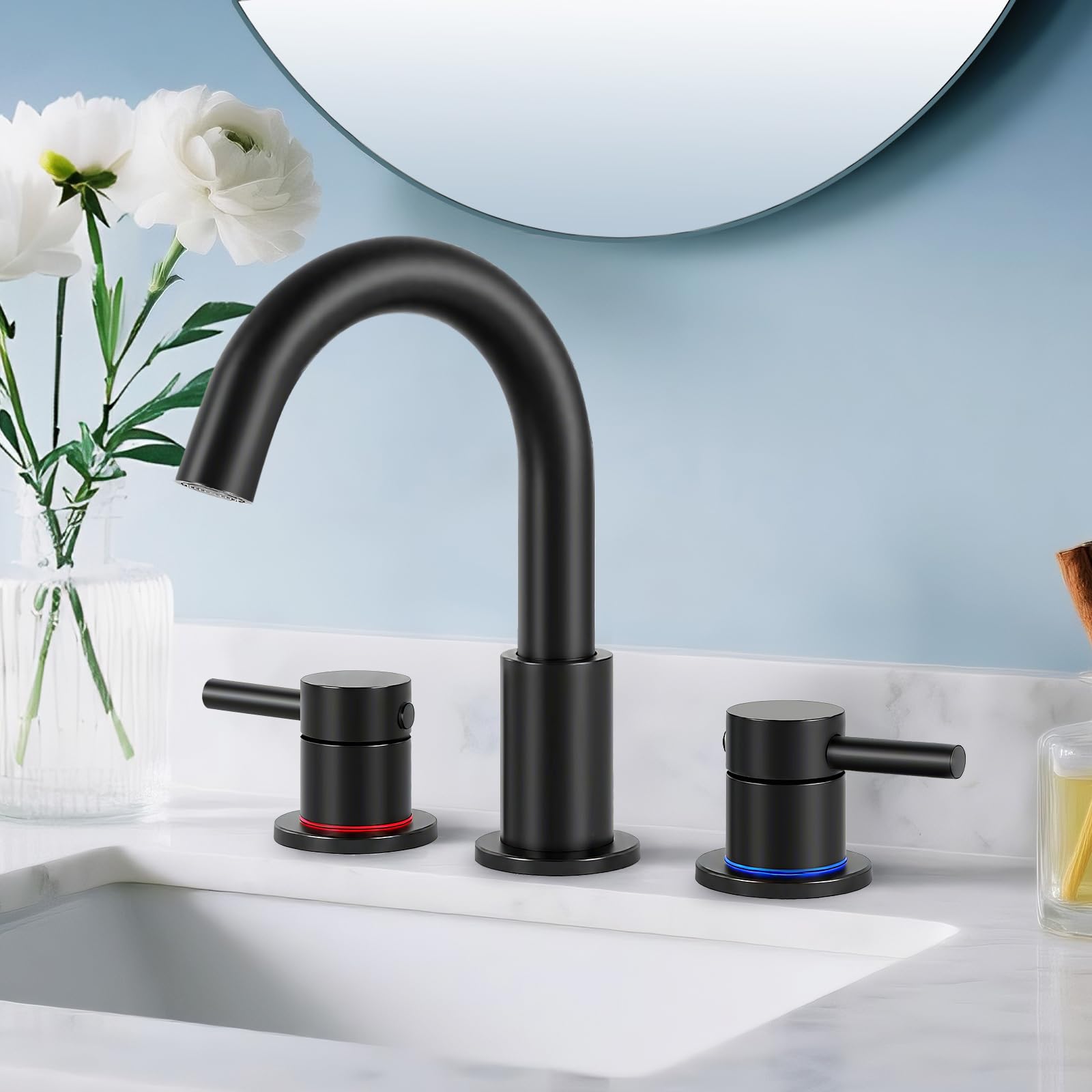 IUERASD bathroom faucet with 360° swivel spout for flexible water direction