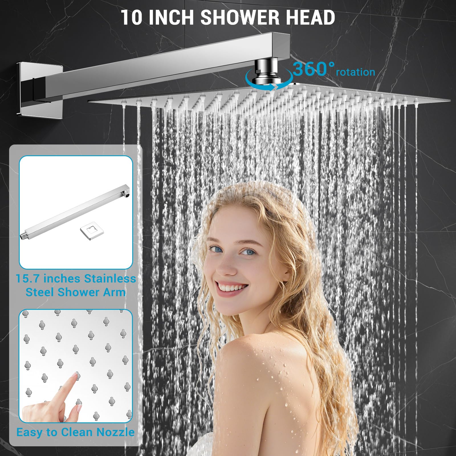 IUERASD shower arm rod stabilizes overhead spray