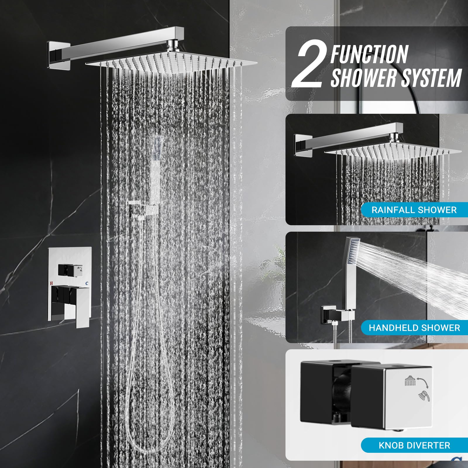 IUERASD wall-mount shower faucet set with modern finish