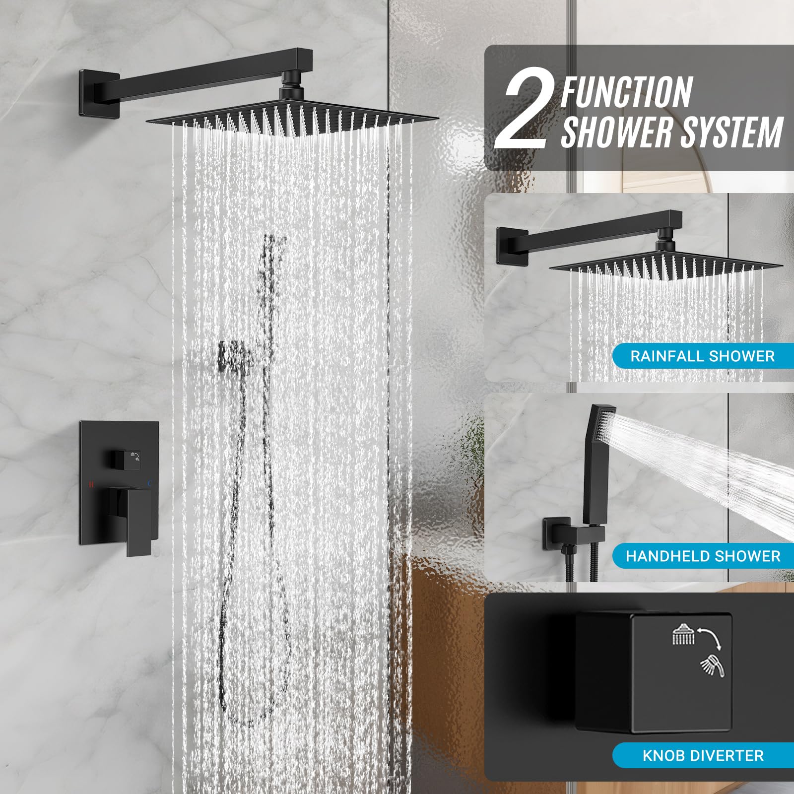 IUERASD handheld shower head provides flexible washing and rinsing options.