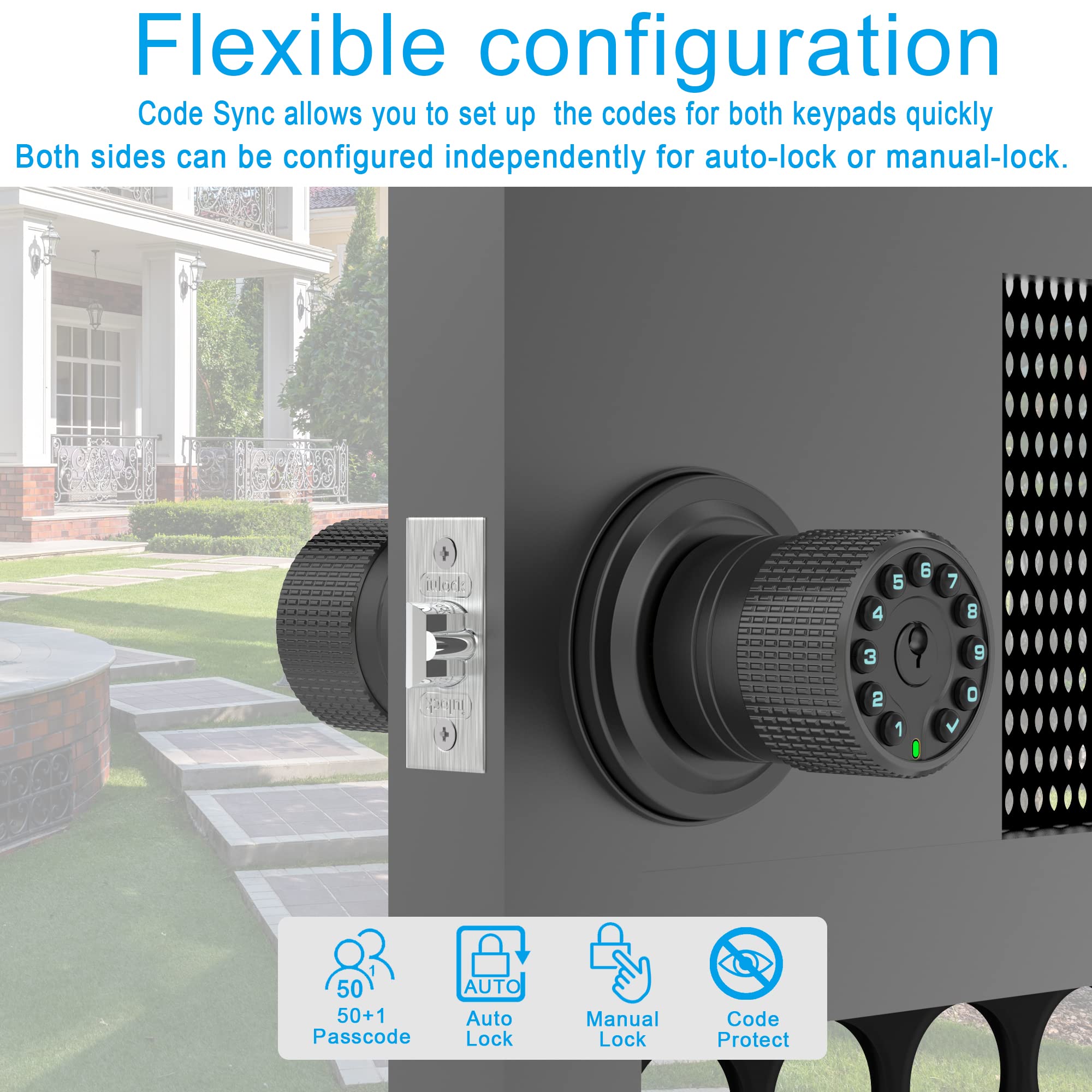 iuknob dual cylinders design offers reliable keyless entry