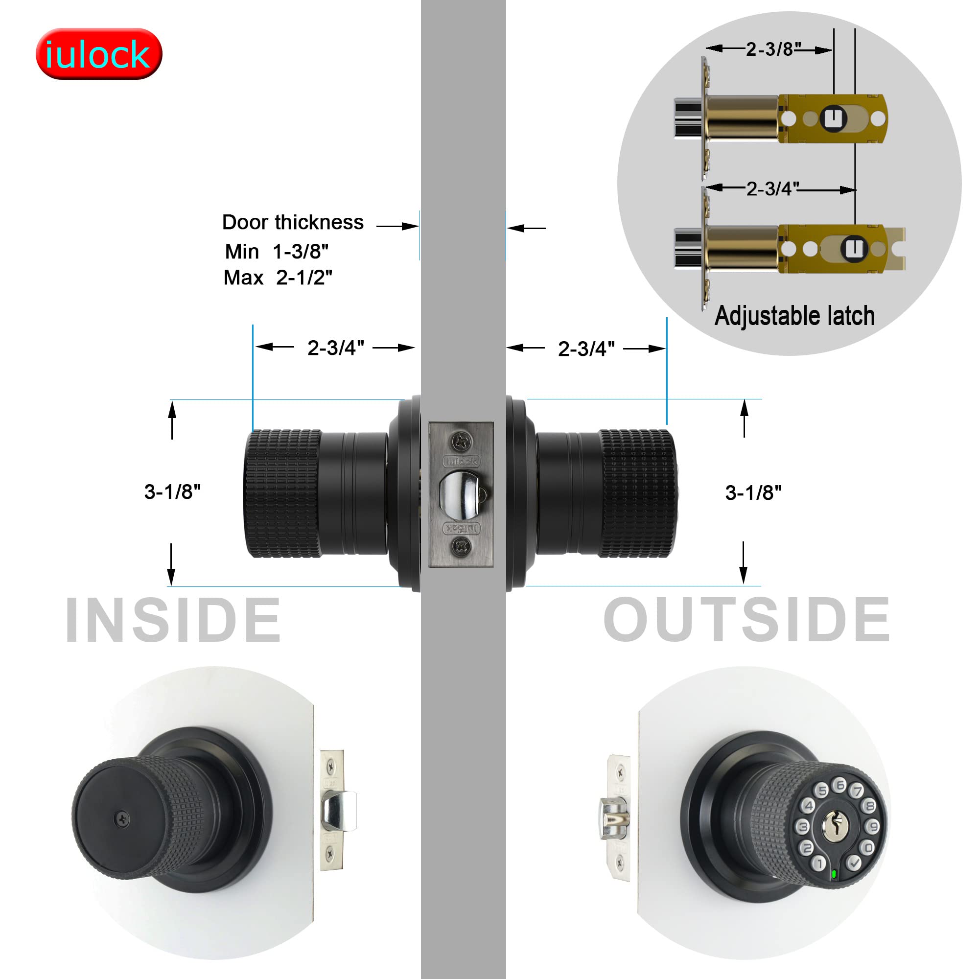 iulock adjustable latch fits a range of door thicknesses.