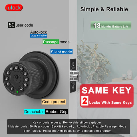 iulock door lock with keys pack showing backup key option