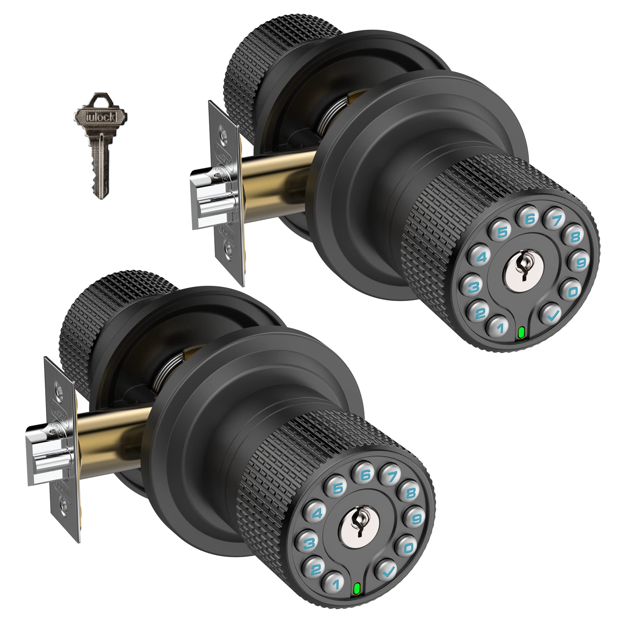 iulock smart door knob keypad closeup with backlit numbers for night access