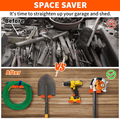 iulrtba orange powder-coated rack keeps tools visible and protected from scrapes