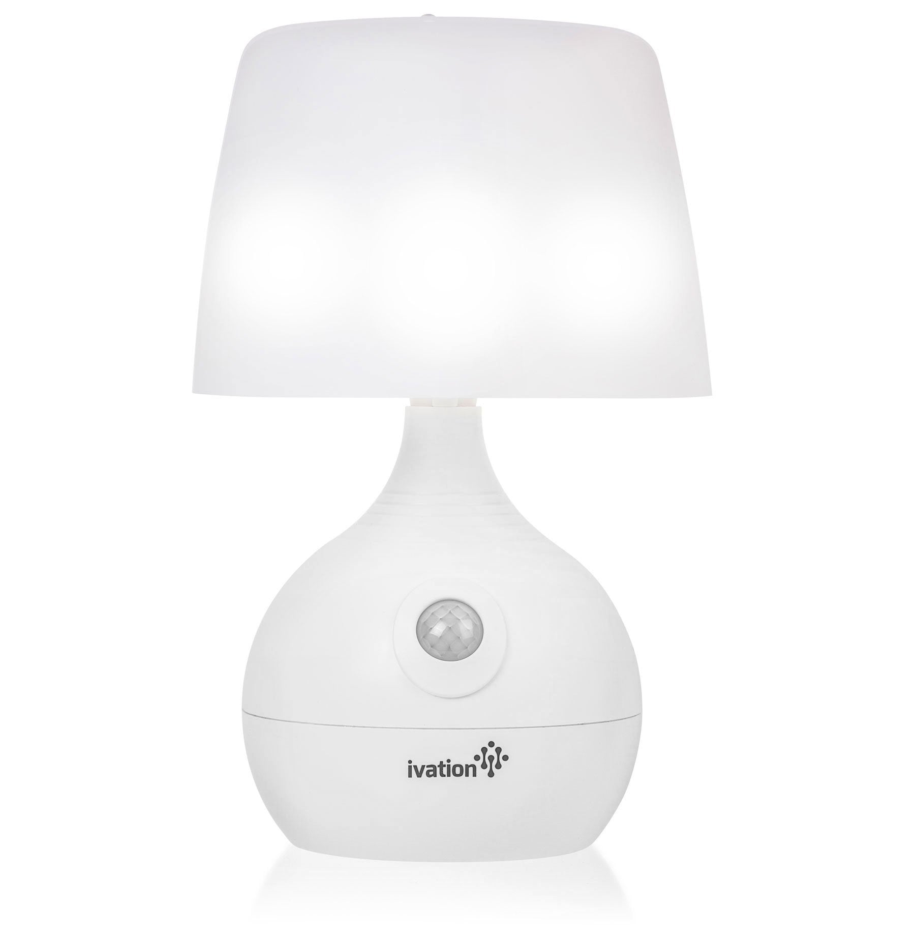 Ivation 12-LED battery-powered motion lamp for hands-free lighting.