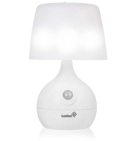 Ivation 12-LED battery-powered motion lamp for hands-free lighting.