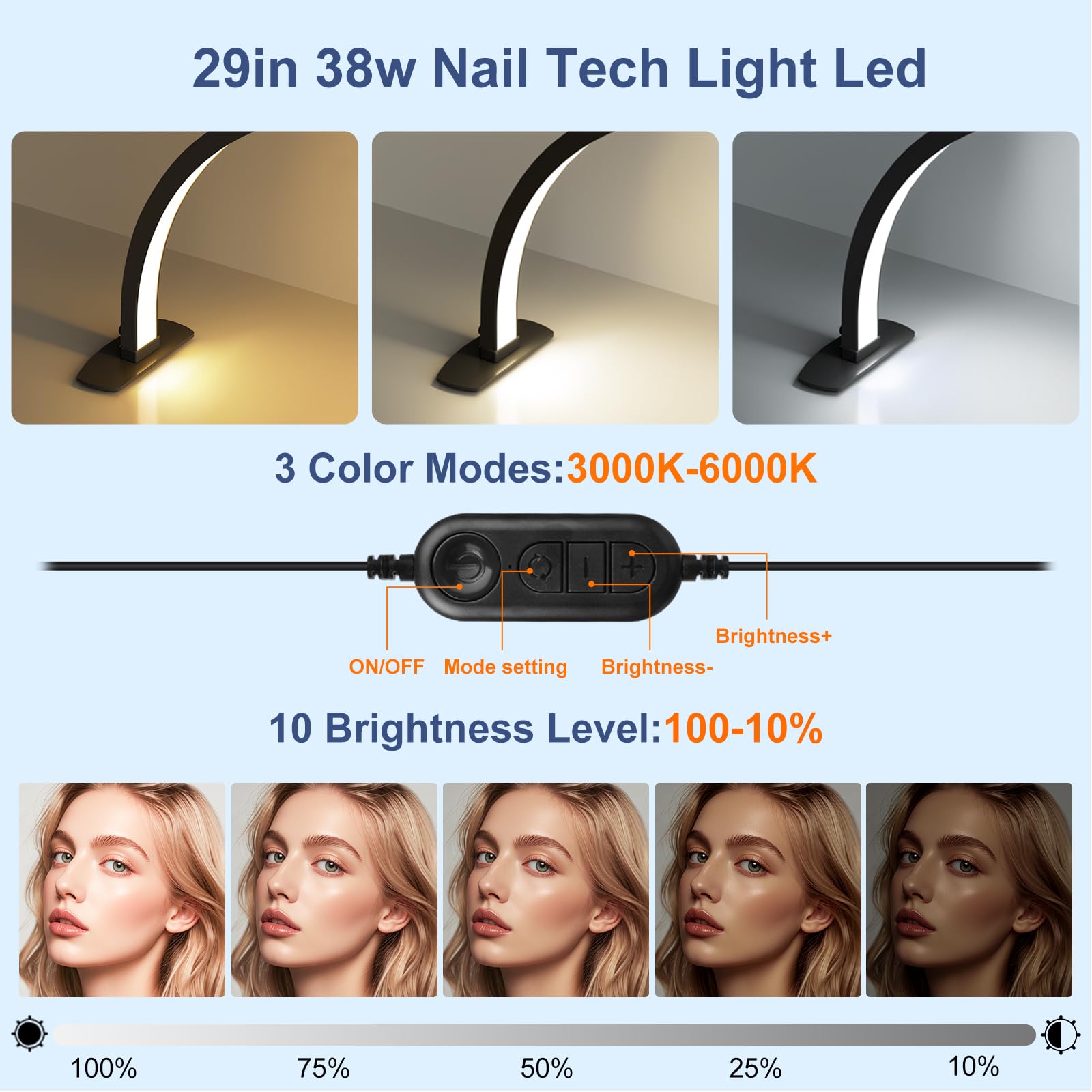 iVict lamp set to 3000K warm and 6500K cool for versatile lighting.