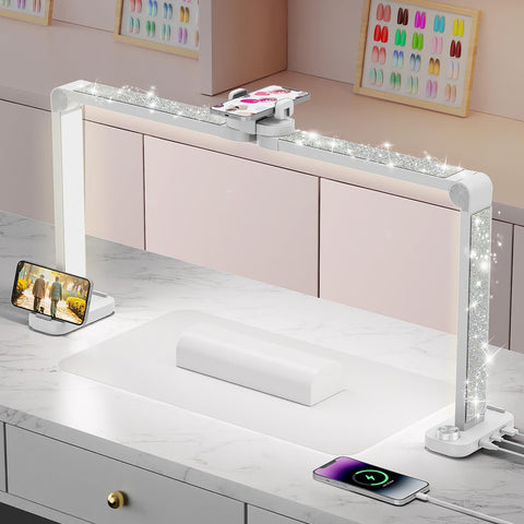 iVict Nail Desk Lamp shows a 34-inch wide lighting setup ideal for precise manicures