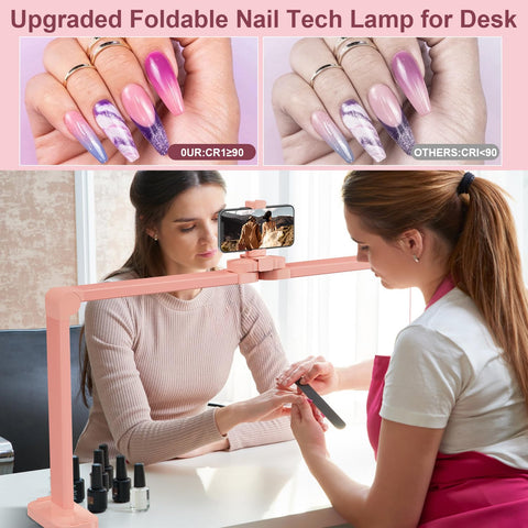 iVict Premium Nail Desks Light top phone holder enabling vertical filming