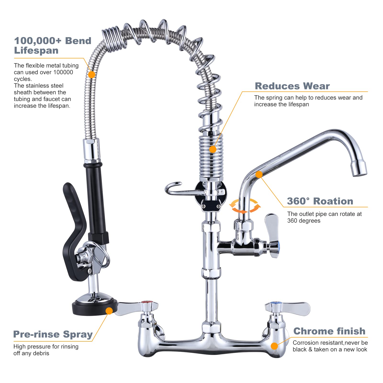 IVIGA 360-degree swing faucet with 10-inch reach for full access