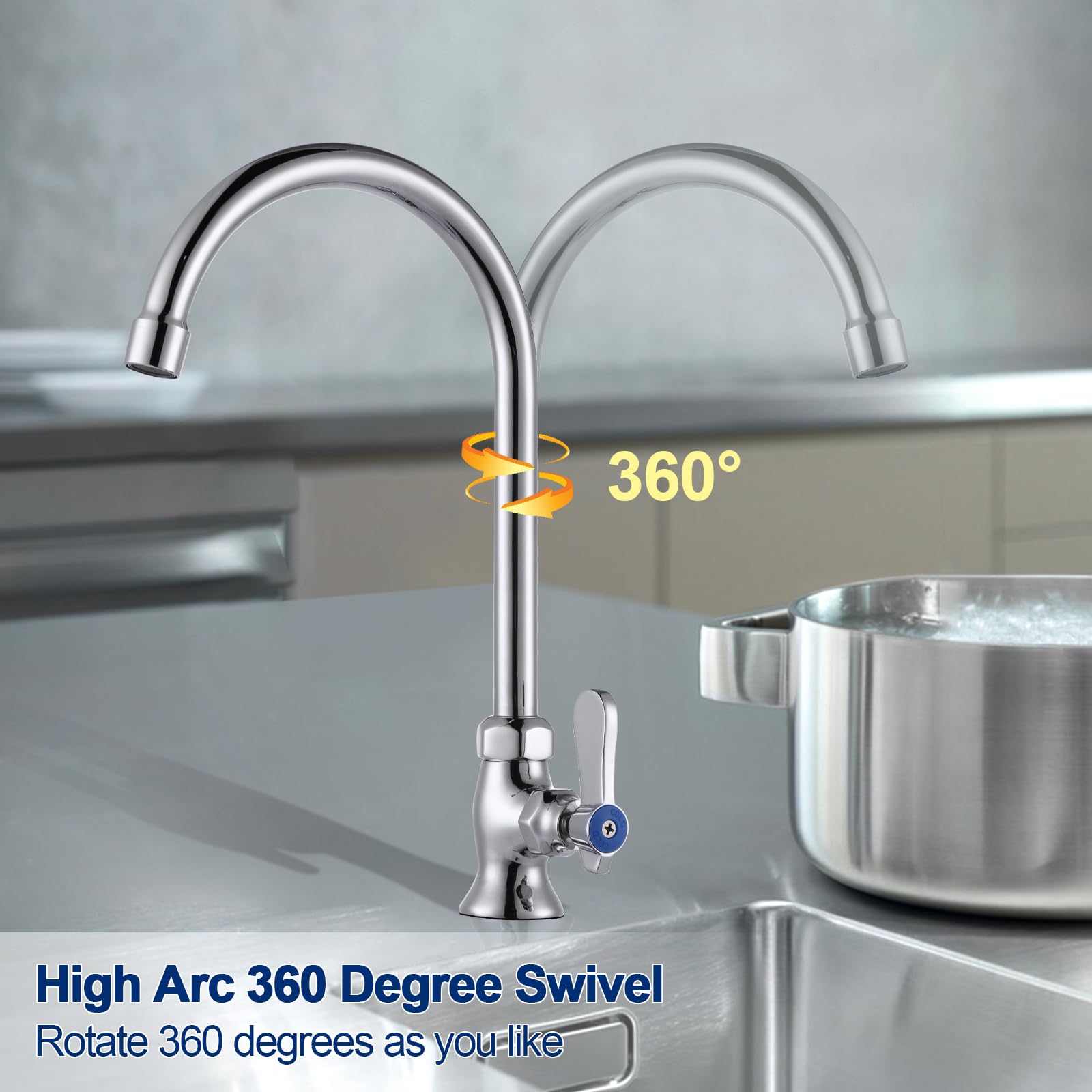 IVIGA 360-degree swivel spout reaches every sink corner with smooth flow.