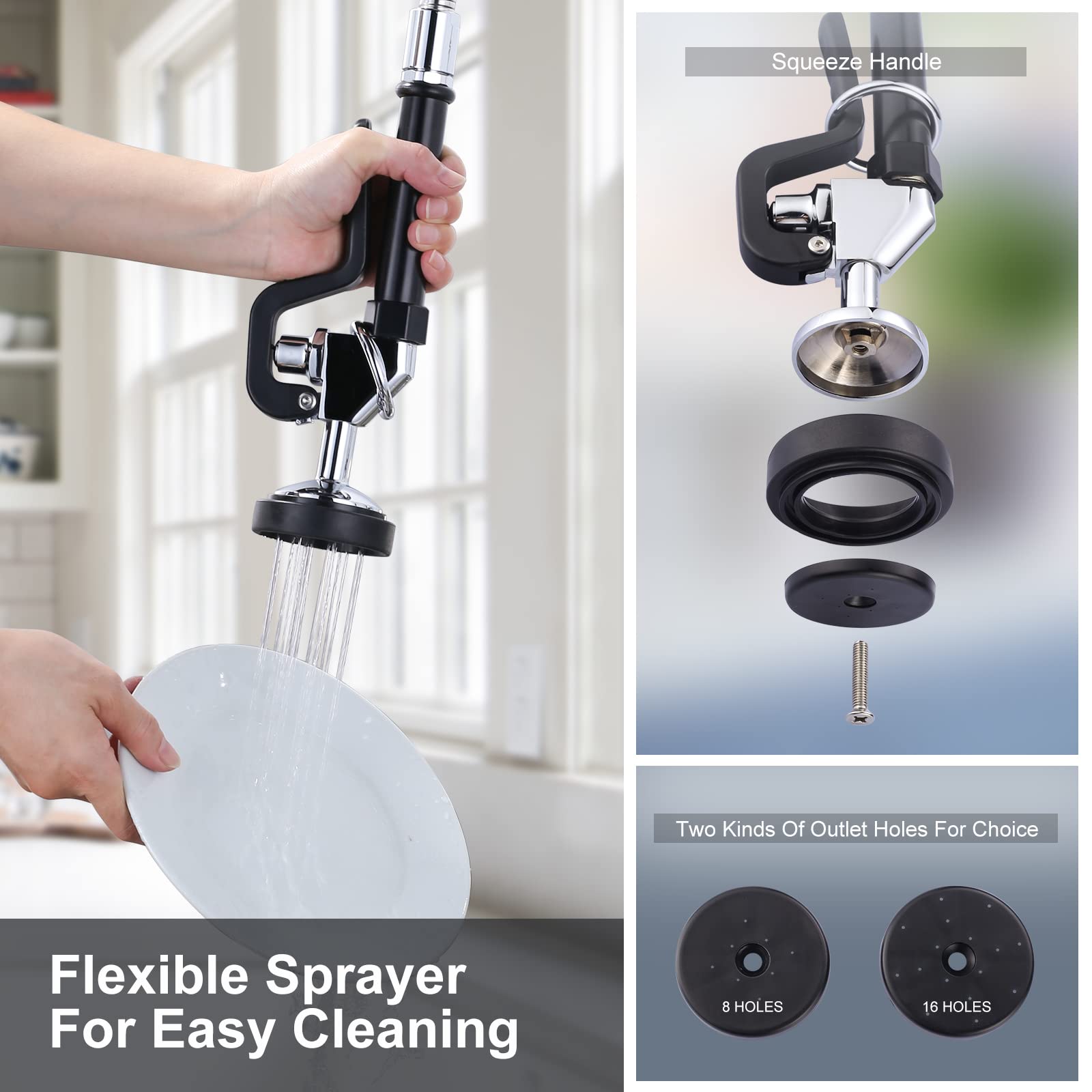 IVIGA 9.6-inch add-on swing spout with 360° rotation for versatile cleaning.