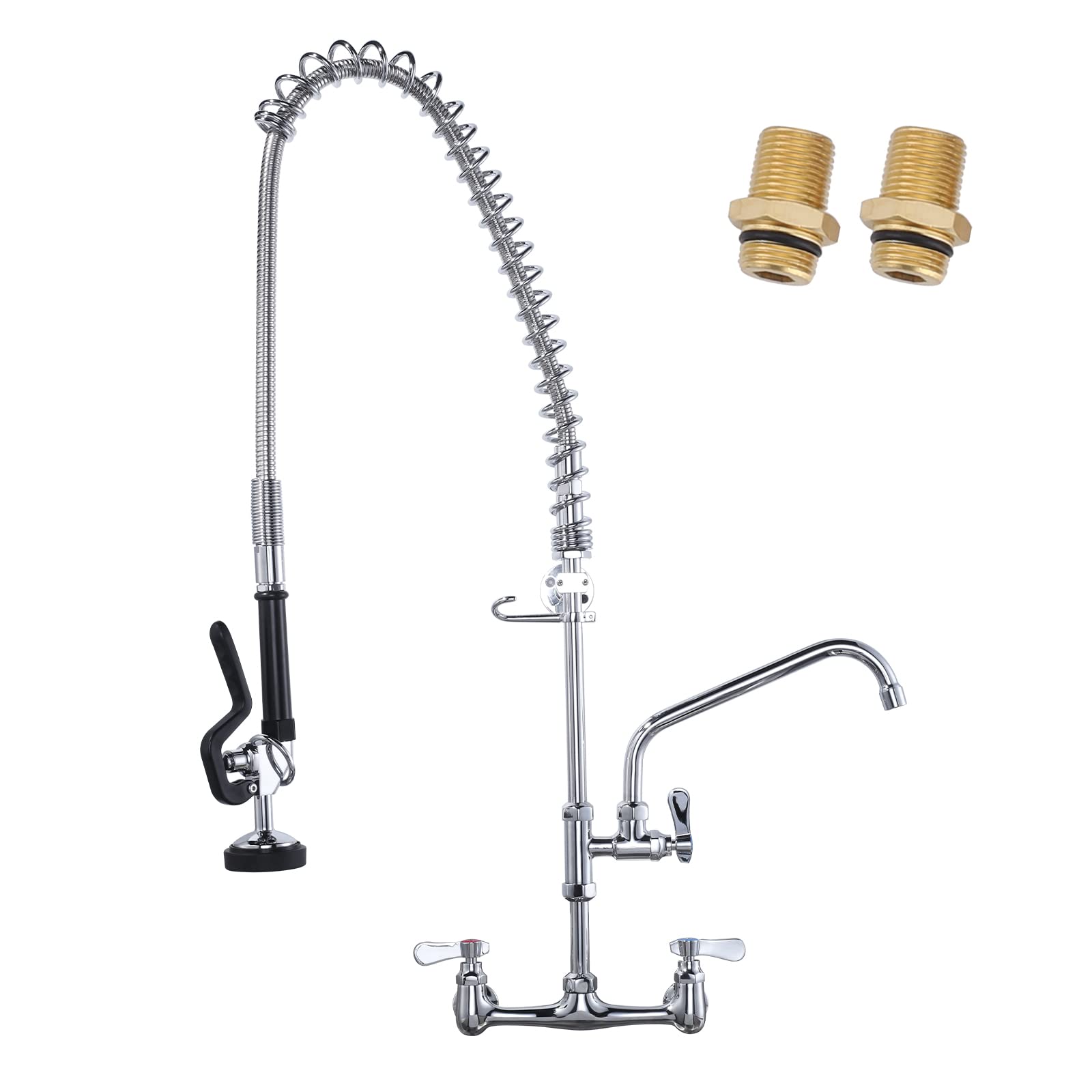IVIGA wall-mount pre-rinse faucet up close showing 36-inch height for efficient dish prep