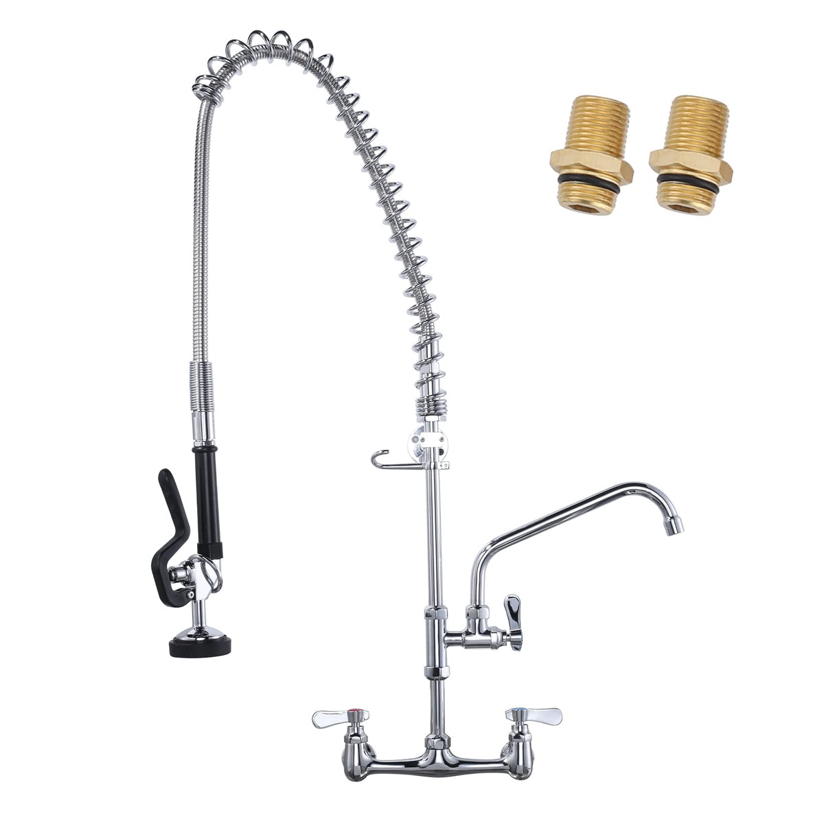 IVIGA wall-mount pre-rinse faucet up close showing 36-inch height for efficient dish prep