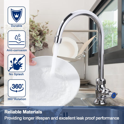 IVIGA deck-mount kitchen faucet with solid brass construction and chrome finish.