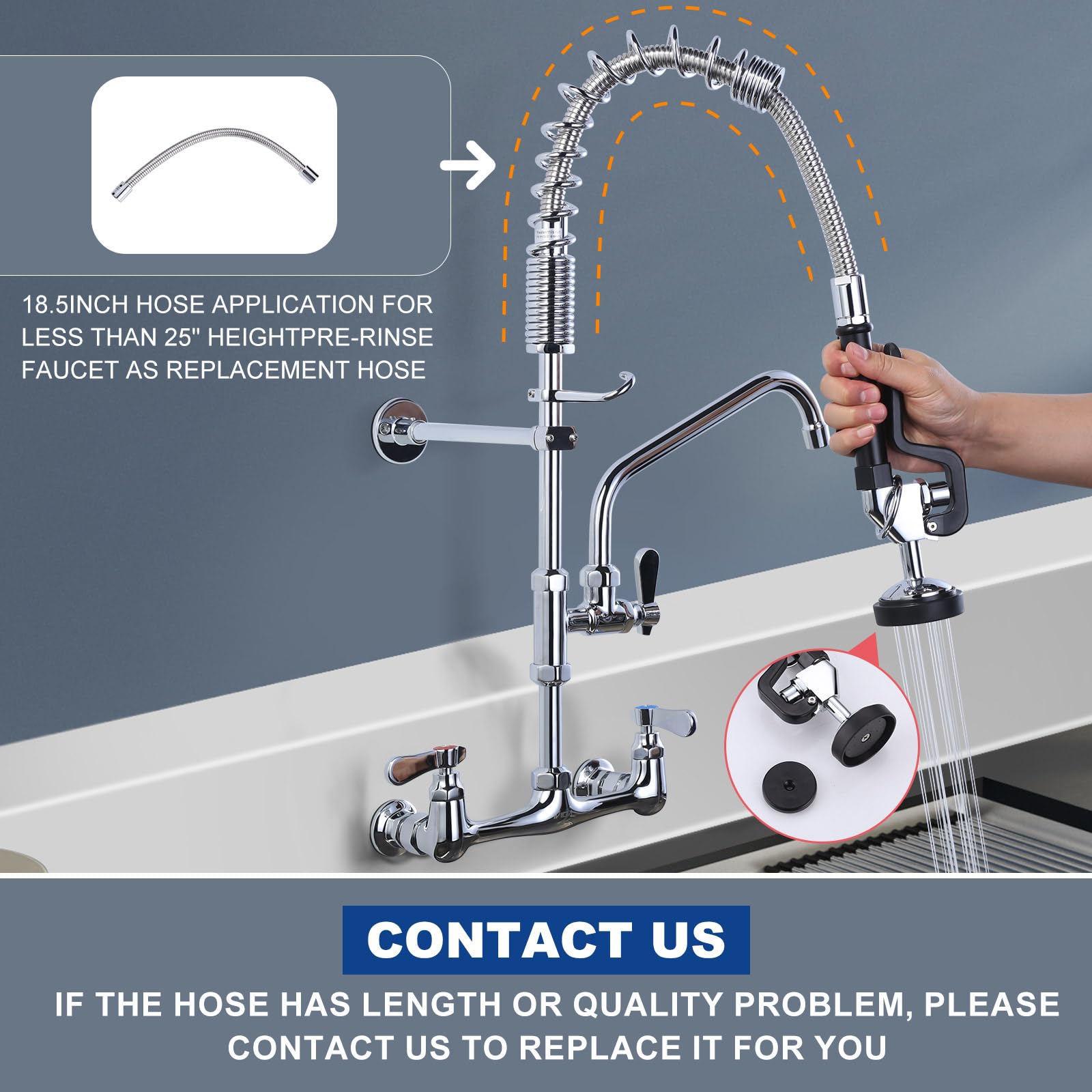 IVIGA pre-rinse sprayer hose ideal for quick dish pre-rinse.