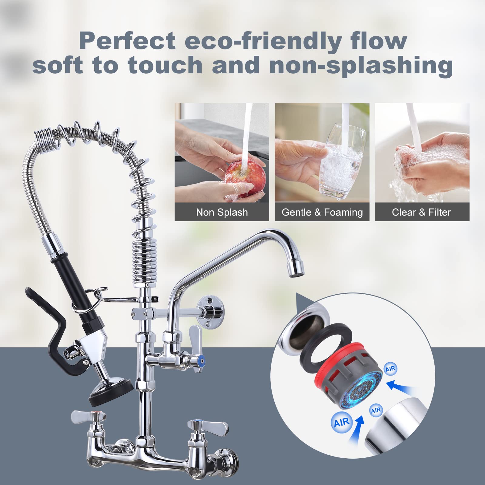 IVIGA pre-rinse sprayer at 1.42 GPM for thorough pre-wash before loading