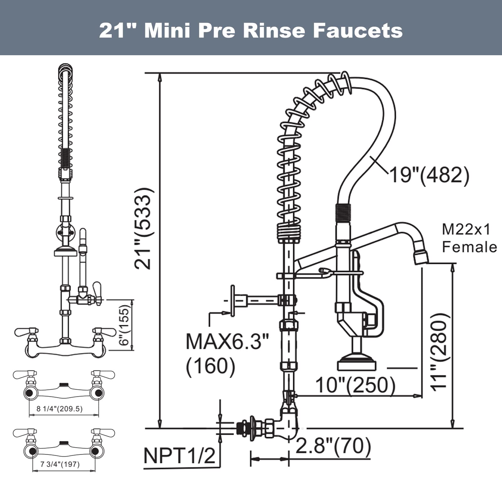 IVIGA wall-mount kitchen faucet with sprayer ideal for rinsing and water addition