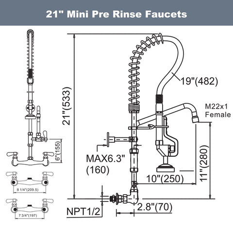IVIGA wall-mount kitchen faucet with sprayer ideal for rinsing and water addition