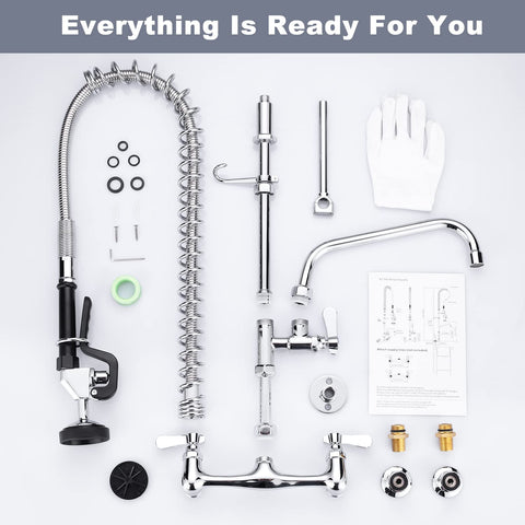 IVIGA wall-mounted kitchen faucet setup in a professional kitchen