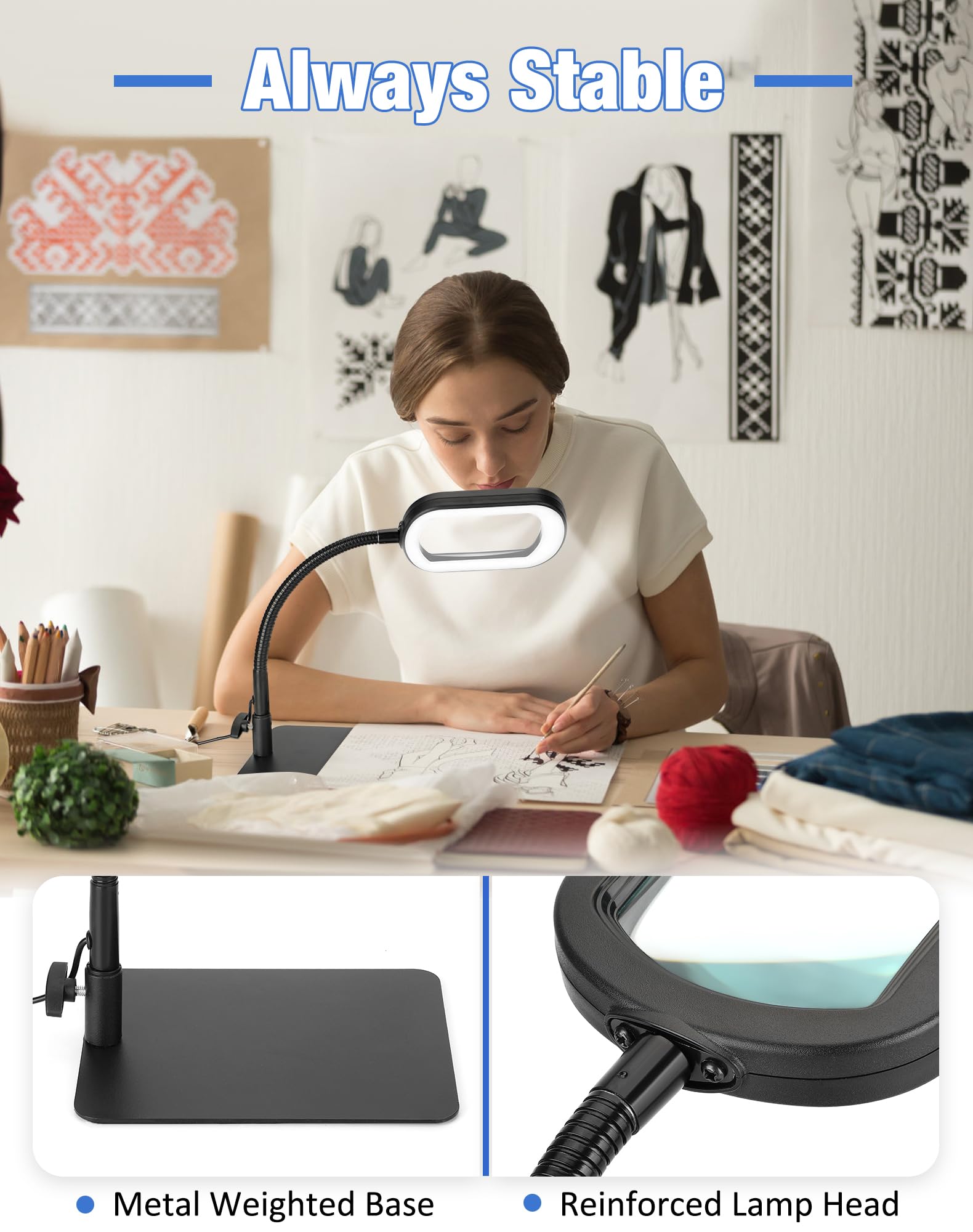 IVMAIE dimmable LED magnifier with color modes suits detailed craft work.