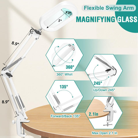 IVMAIE magnifying lamp package includes clamp and power adapter