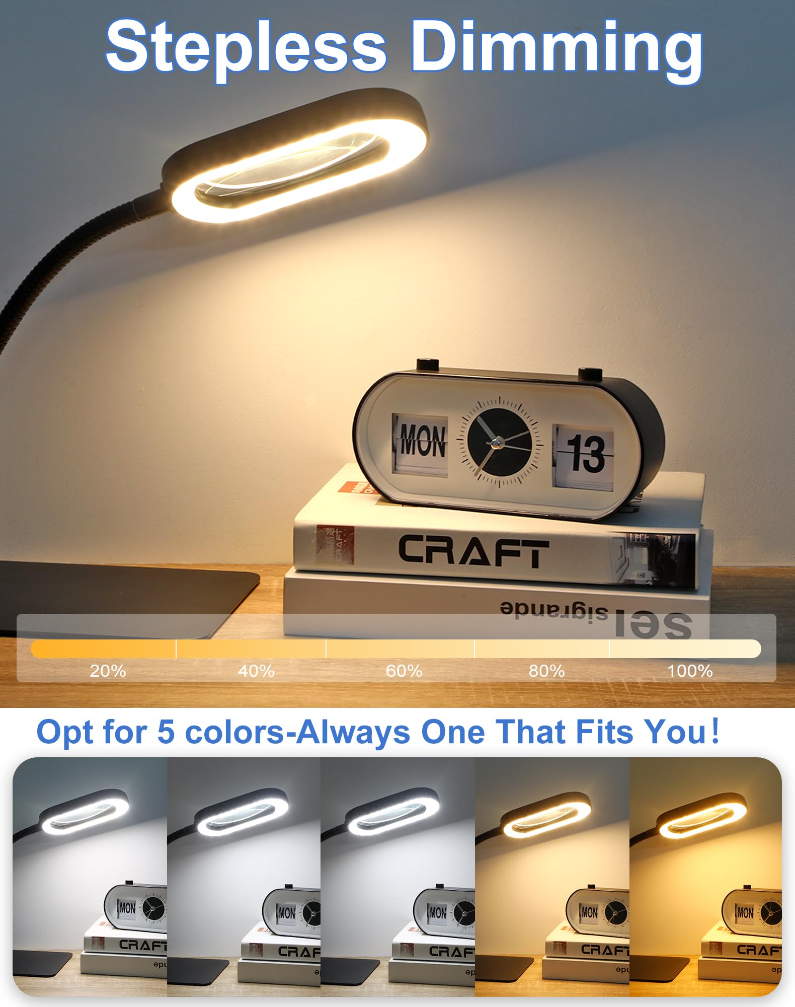 IVMAIE USB-powered magnifier base for versatile power at home or studio.