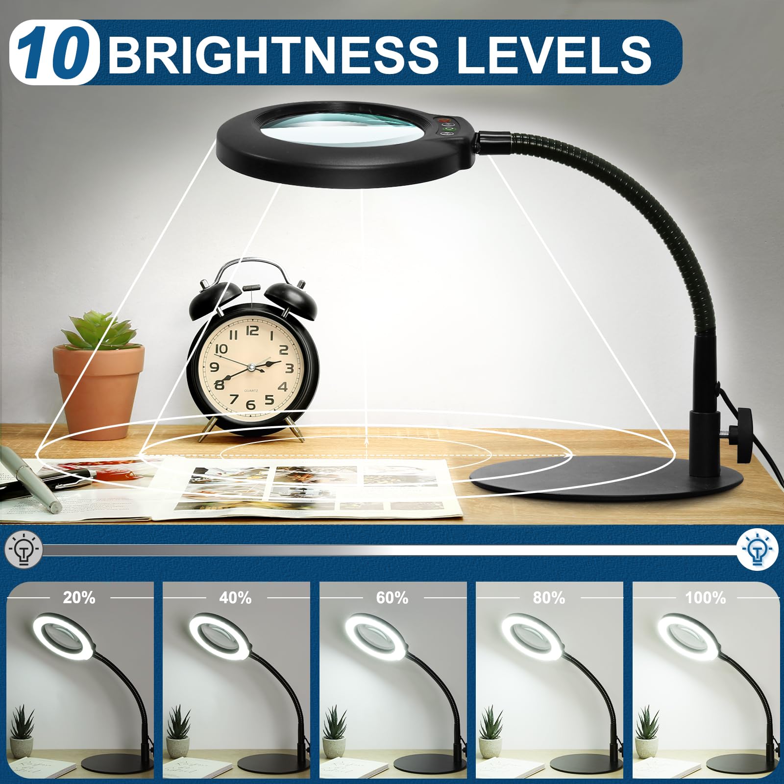 IVMAIE magnifier lamp with weighted base ensures stable operation.