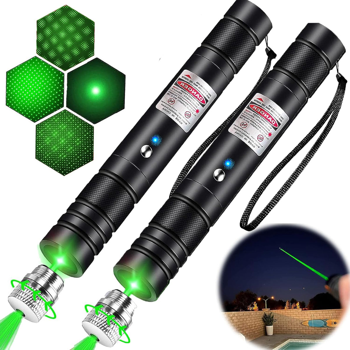 IVVTRYI green laser pointer front view with a durable aluminum body and non-slip grip