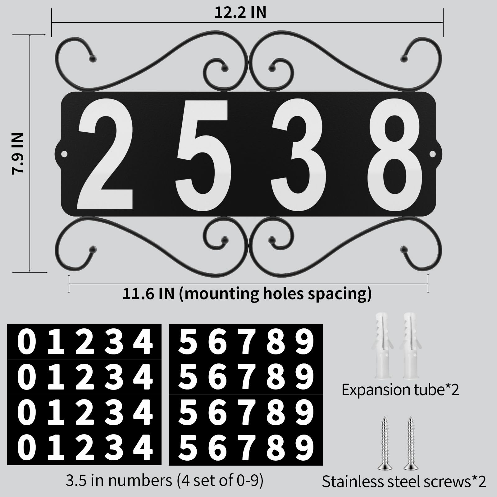 IVWVI address plaque fits homes and businesses on streets or mailboxes.