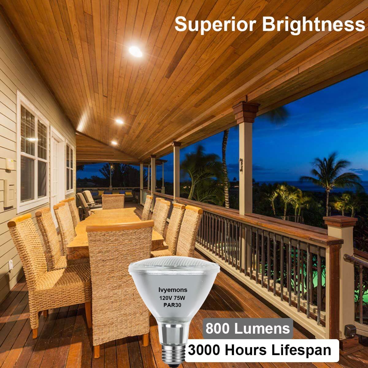 Ivyemons Par30 flood bulb with wide beam for general lighting