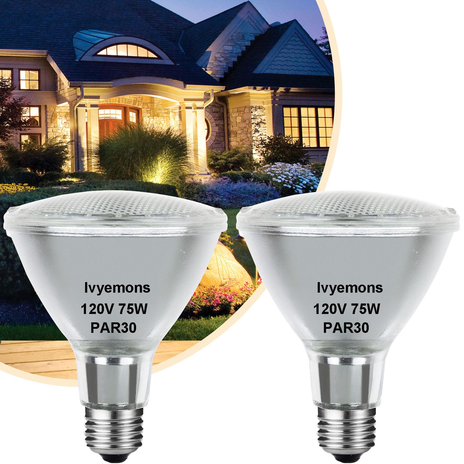 Ivyemons Par30 long neck 75W 2-pack for track lighting and ceiling cans