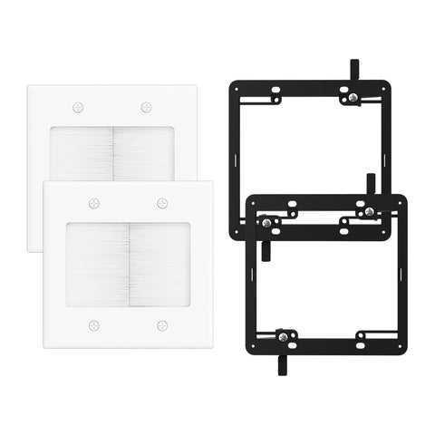 iwillink 2-gang wall plate with brush seals cables and dust protection.