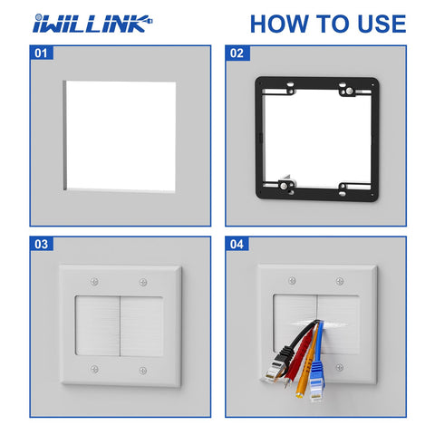 iwillink 2-pack wall plate provides effortless cable management.