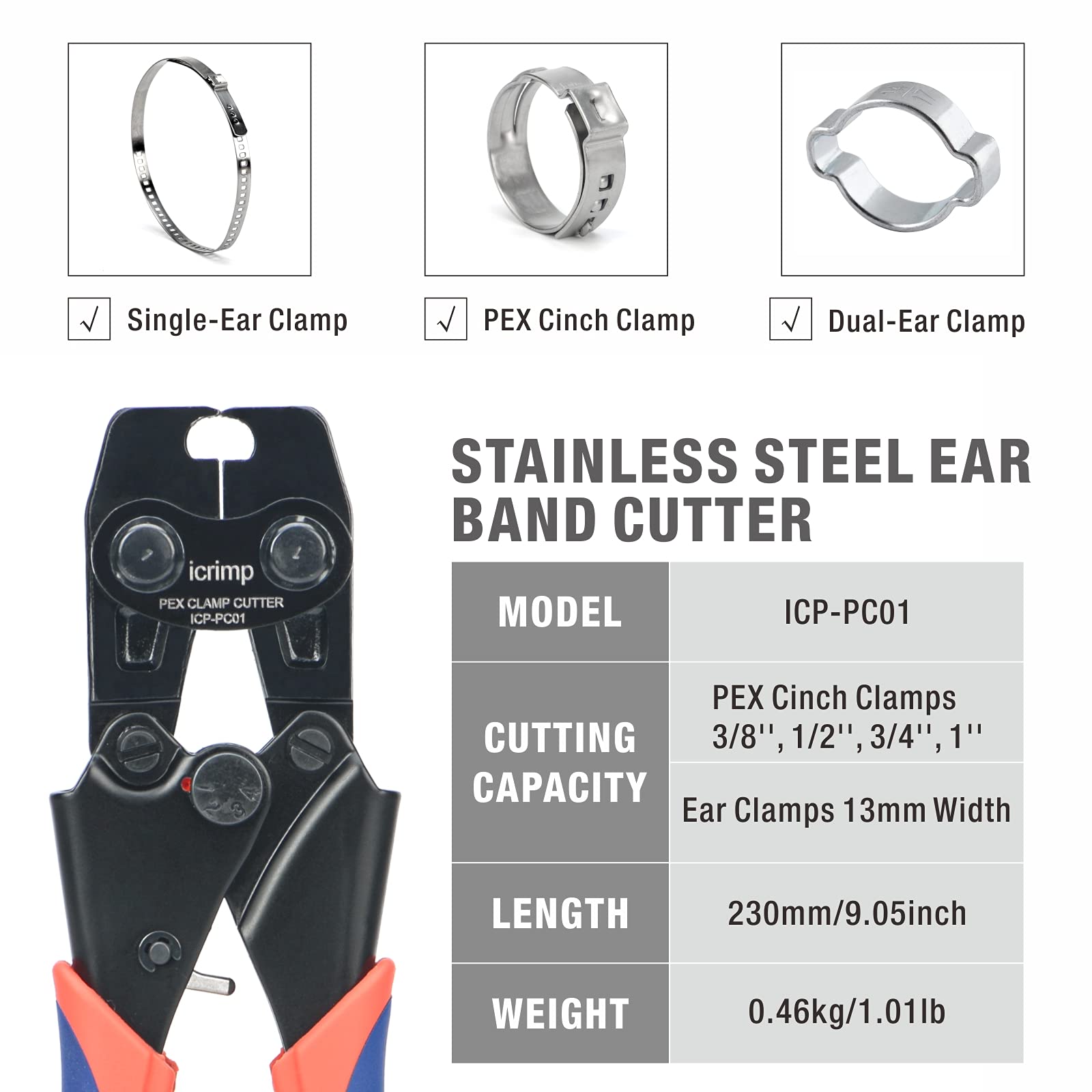 IWISS ICP-PC01 grip texture aids secure handling during clamp removal.