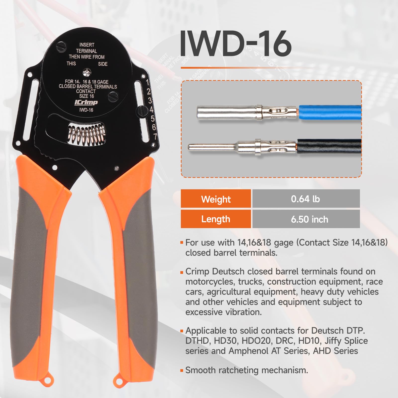 IWISS iCrimp 8-impression dies ensure Deutsch terminals are crimped reliably