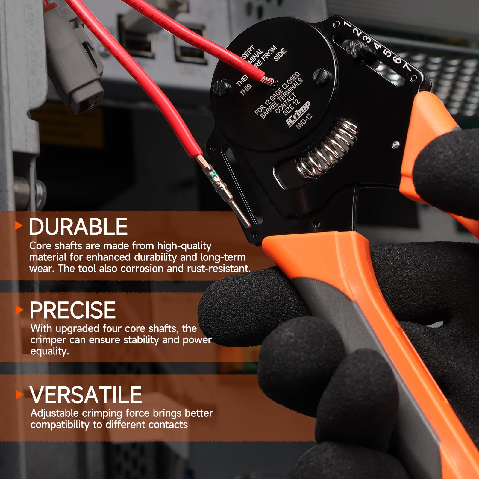 Adjustable crimping force helps adapt to different Deutsch terminals