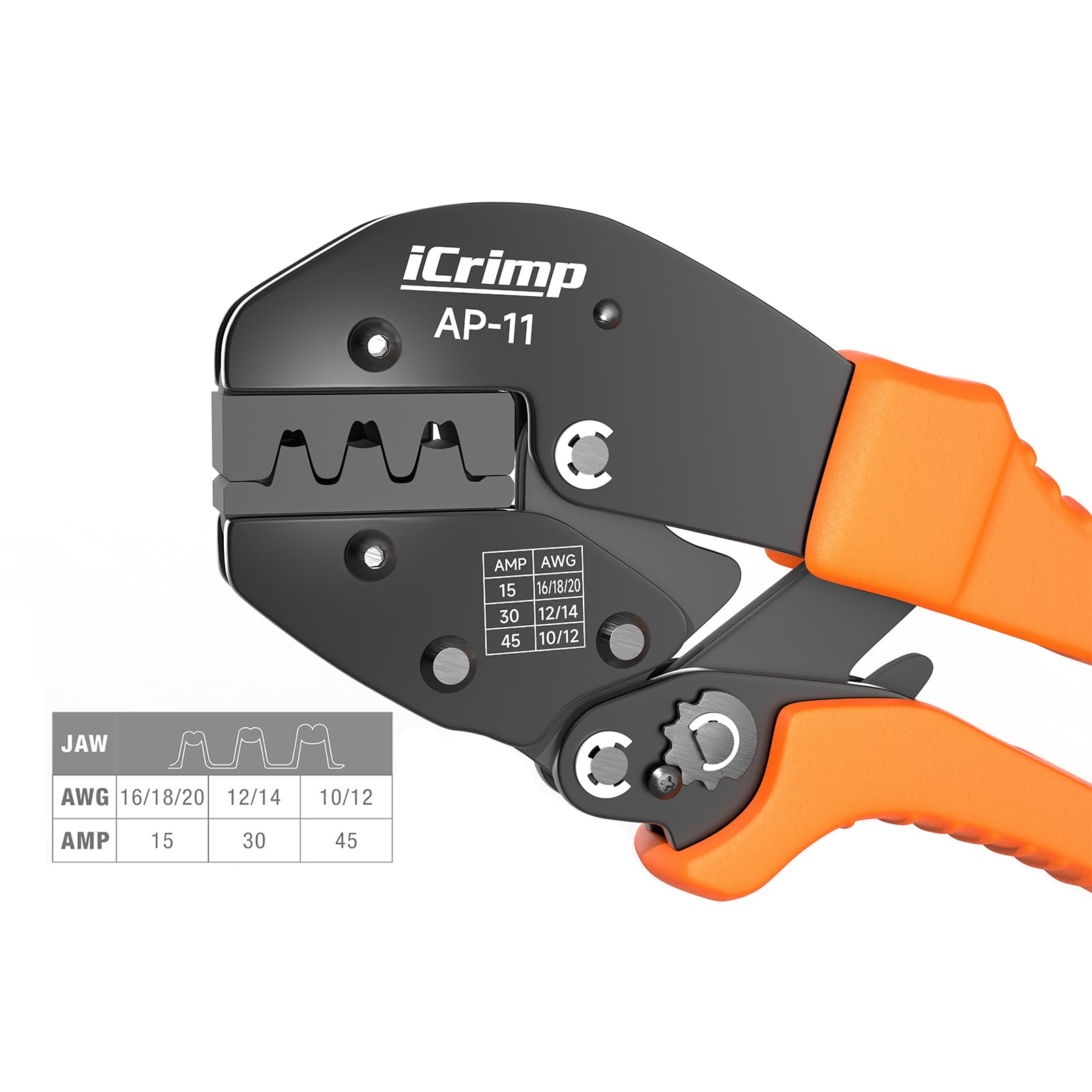 IWISS iCrimp AP-11 tool 45A jaw crimping 10 AWG for heavy power leads