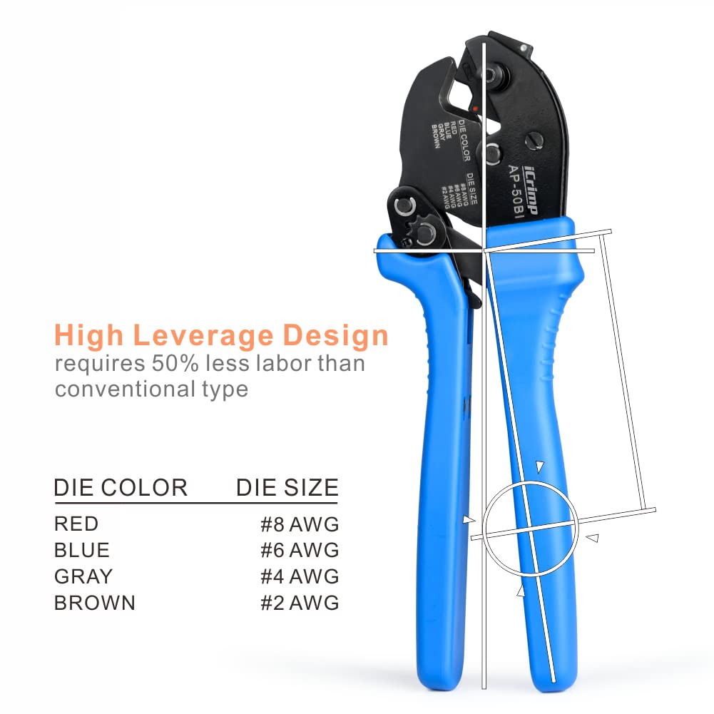 Comfortable IWISS AP-50BI ratchet mechanism supports consistent crimps